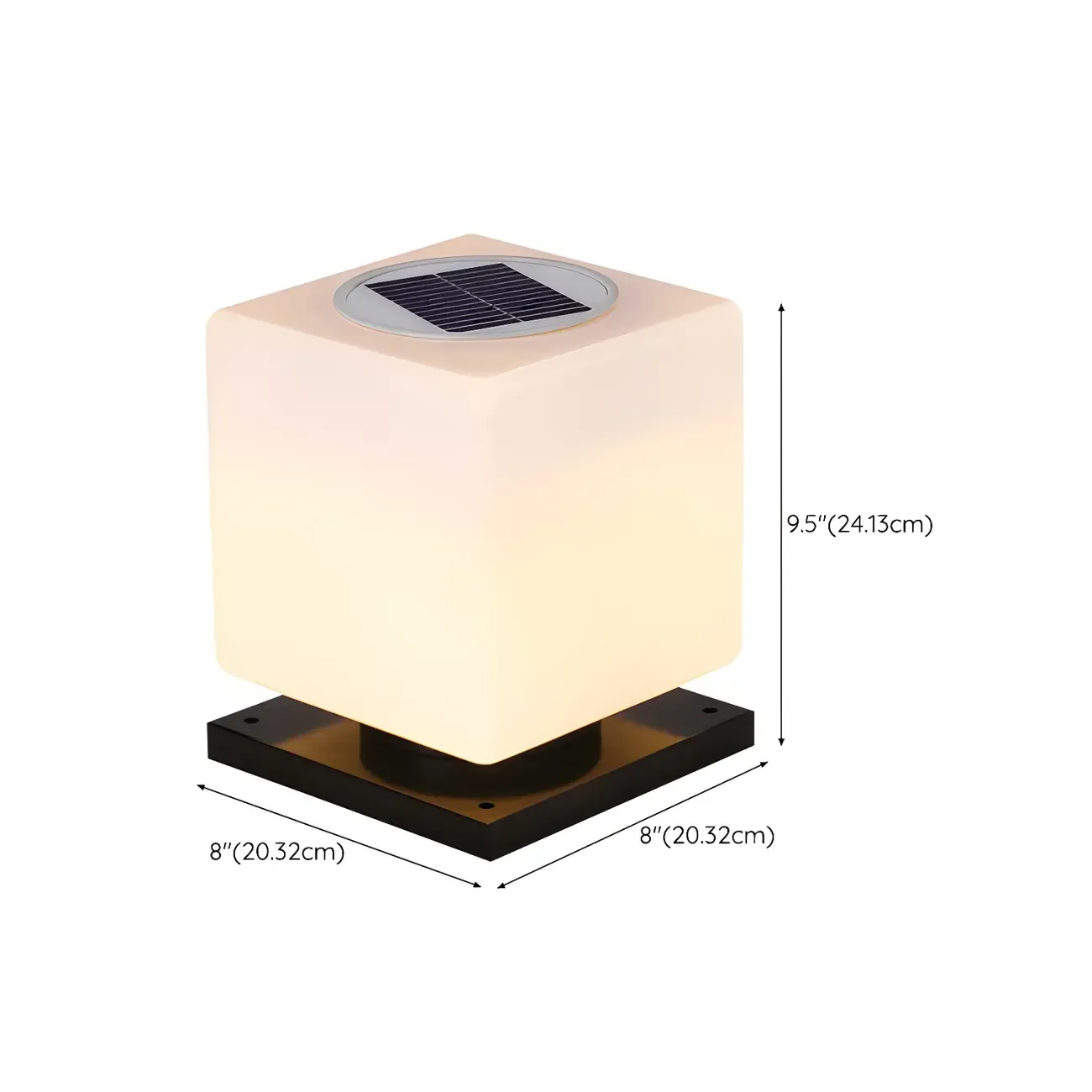 Solar White Simple Cube Post Cap Light #size