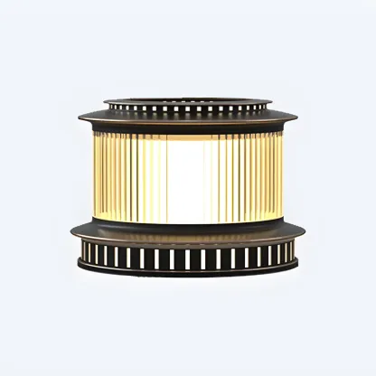 Black Metal Circular Drum Post Cap Light Image - 7