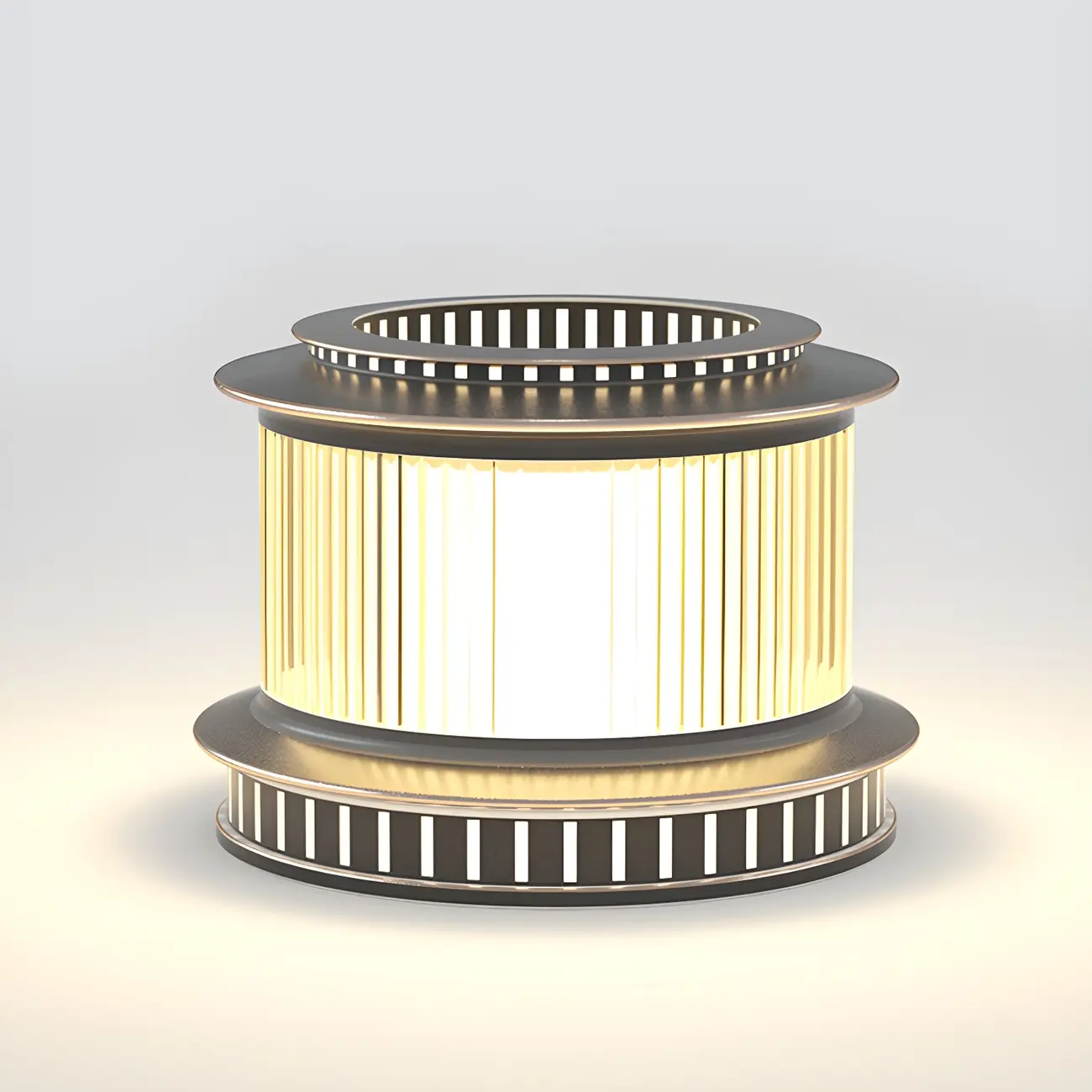 Black Metal Circular Drum Post Cap Light Image - 8 | homeyfad