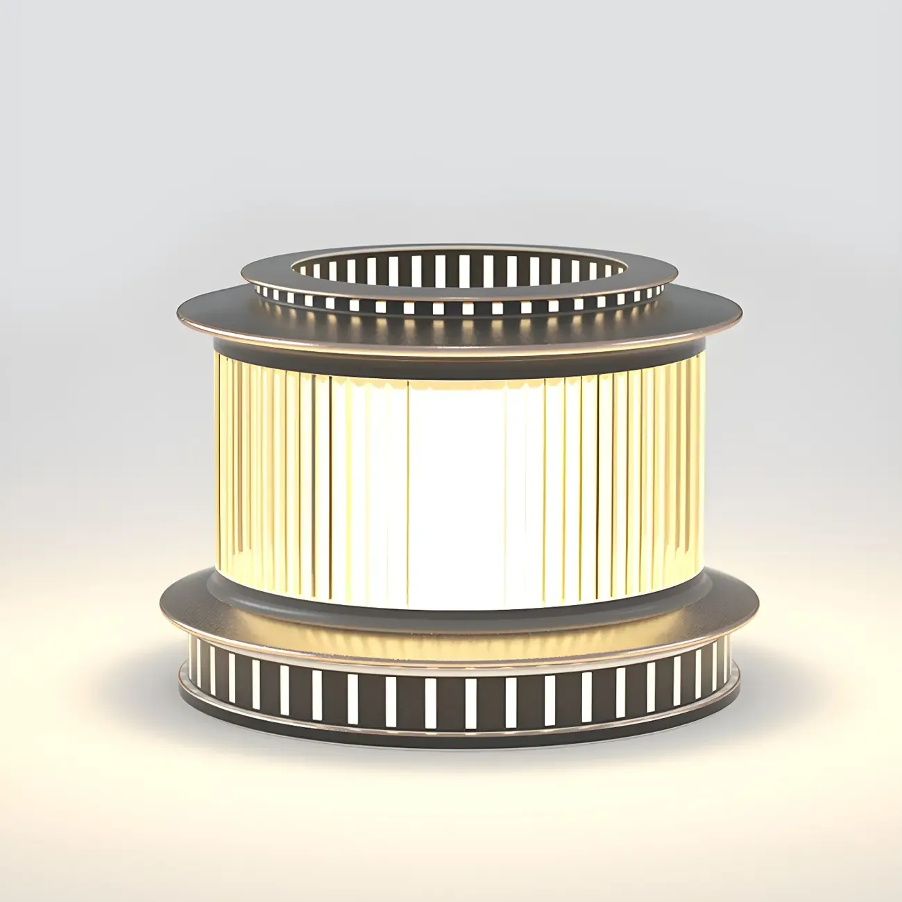Black Metal Circular Drum Post Cap Light Image - 8