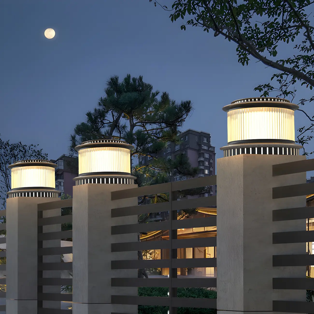 Black Metal Circular Drum Post Cap Light Image - 4 | homeyfad