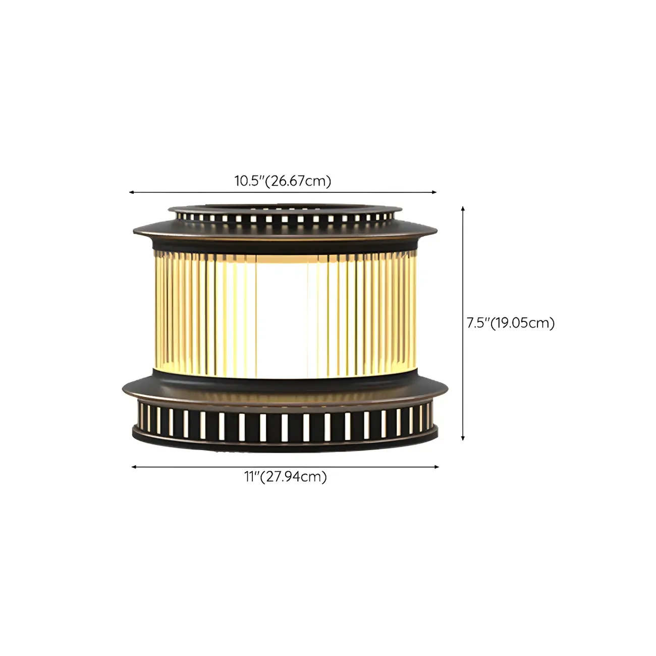 Black Metal Circular Drum Post Cap Light Image - 13