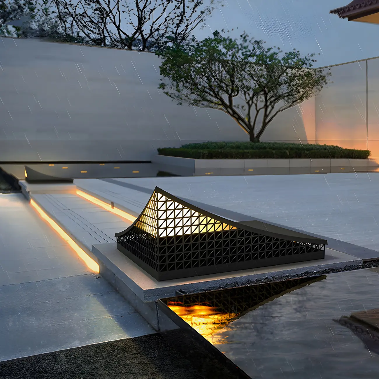 Designed Eave Simple Black Metal Post Cap Light Image - 2 | homeyfad