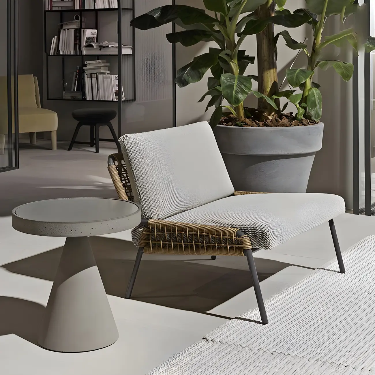 Industrial Metal Patio Sofa with Cushions, Water Resistant Image - 1 | homeyfad