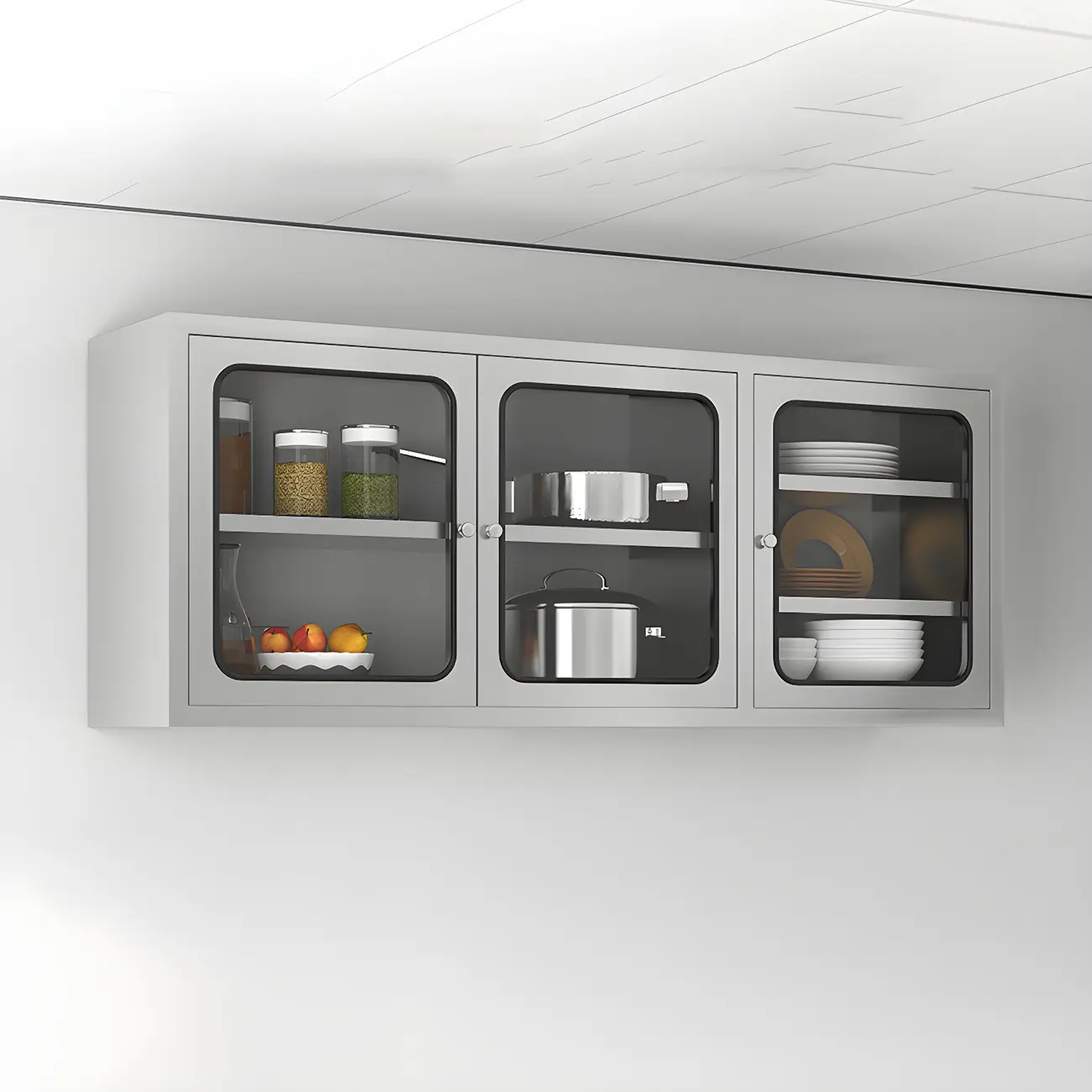 Elegant Stainless Steel Wall-Mounted Display Cabinet with Storage Image - 1 | homeyfad