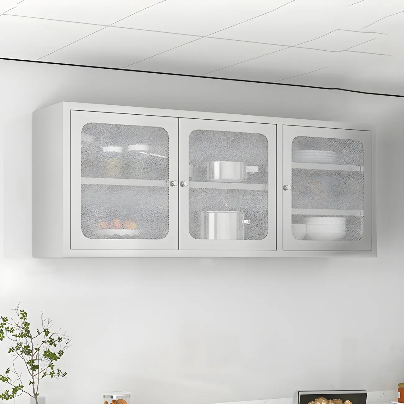 Elegant Stainless Steel Wall-Mounted Display Cabinet with Storage Image - 3 | homeyfad