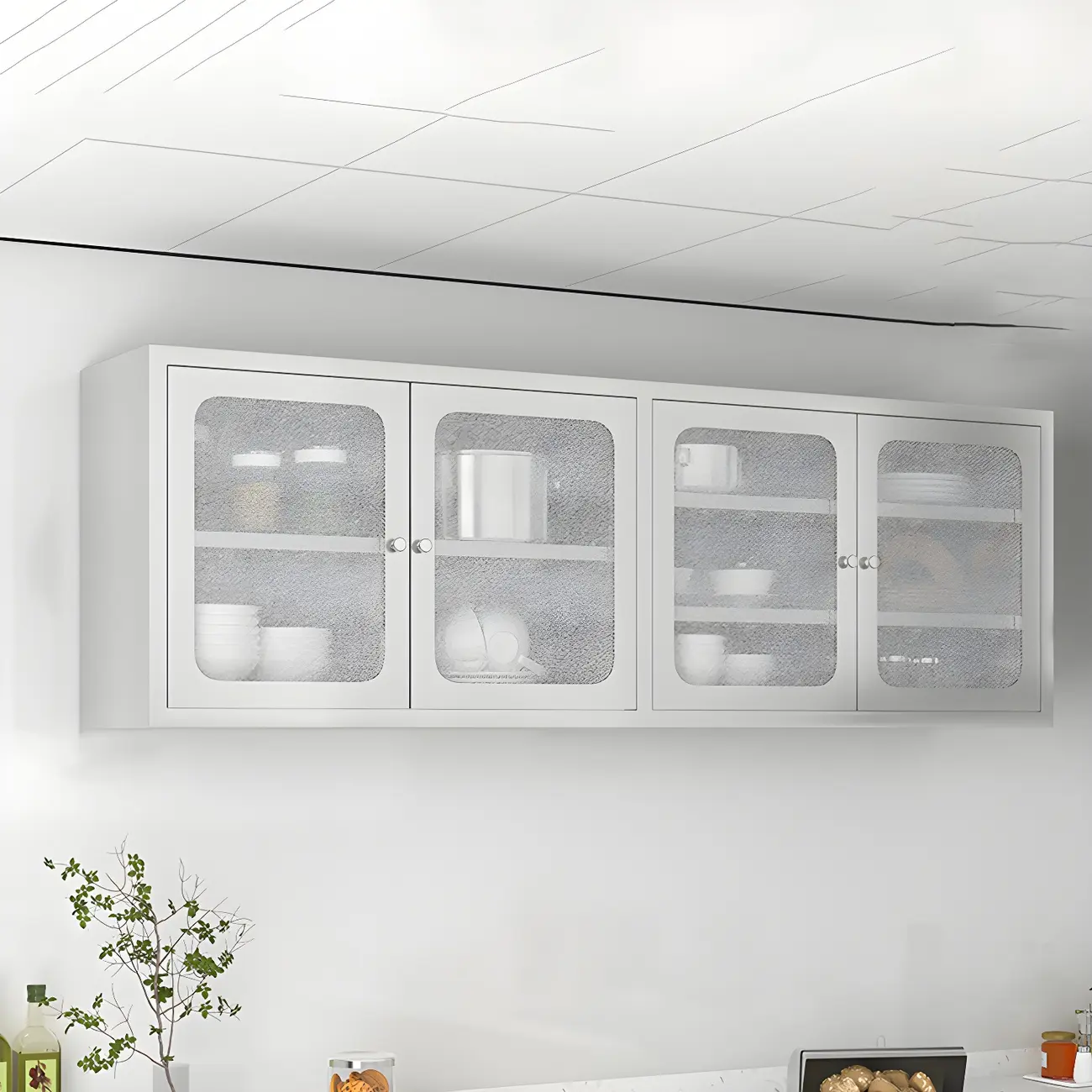 Elegant Stainless Steel Wall-Mounted Display Cabinet with Storage Image - 5 | homeyfad
