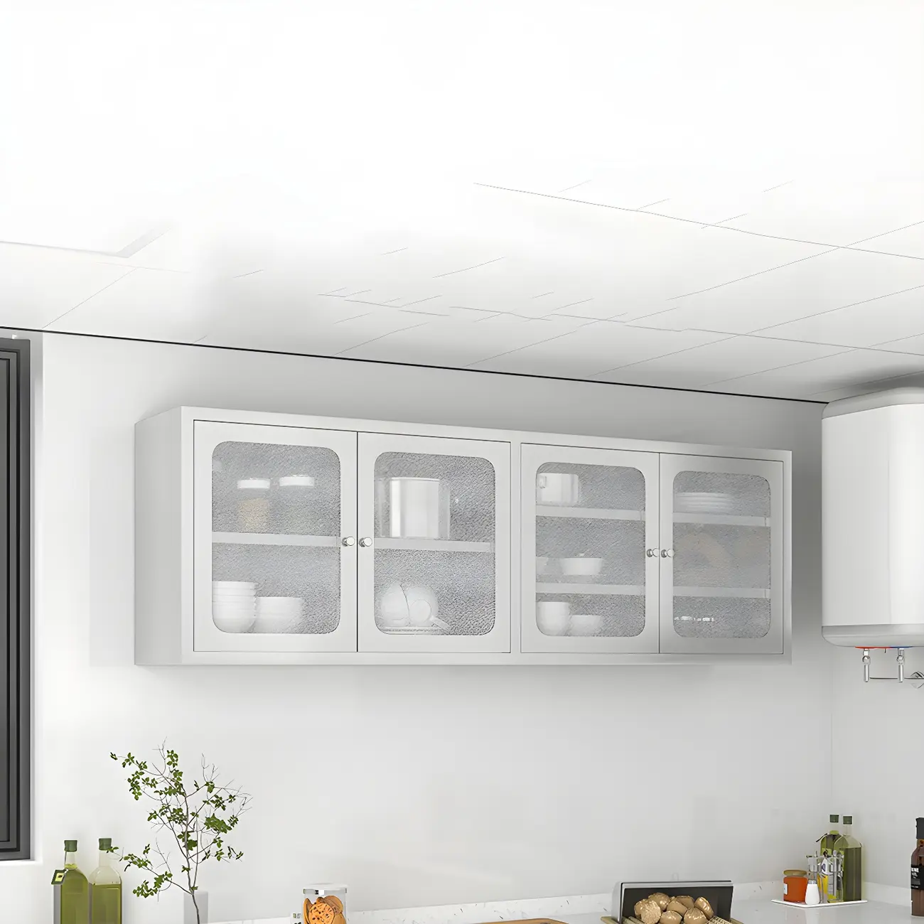 Elegant Stainless Steel Wall-Mounted Display Cabinet with Storage Image - 6 | homeyfad