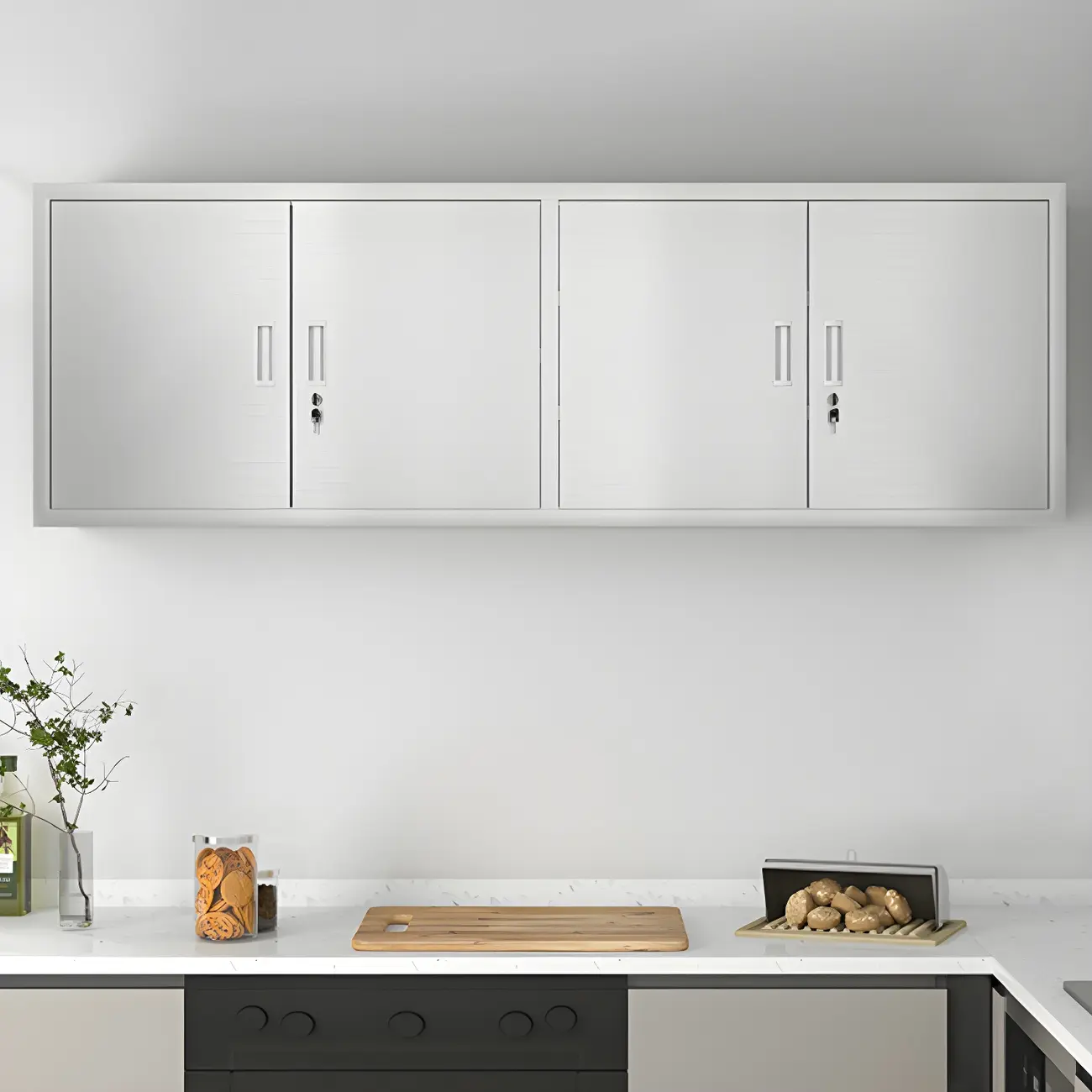 Elegant Stainless Steel Wall-Mounted Display Cabinet with Storage Image - 8 | homeyfad