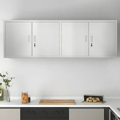Elegant Stainless Steel Wall-Mounted Display Cabinet with Storage Image - 8