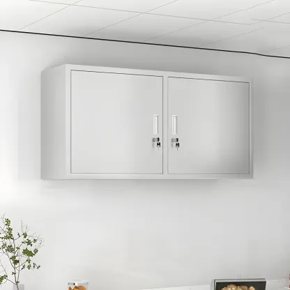 Elegant Stainless Steel Wall-Mounted Display Cabinet with Storage Image - 12