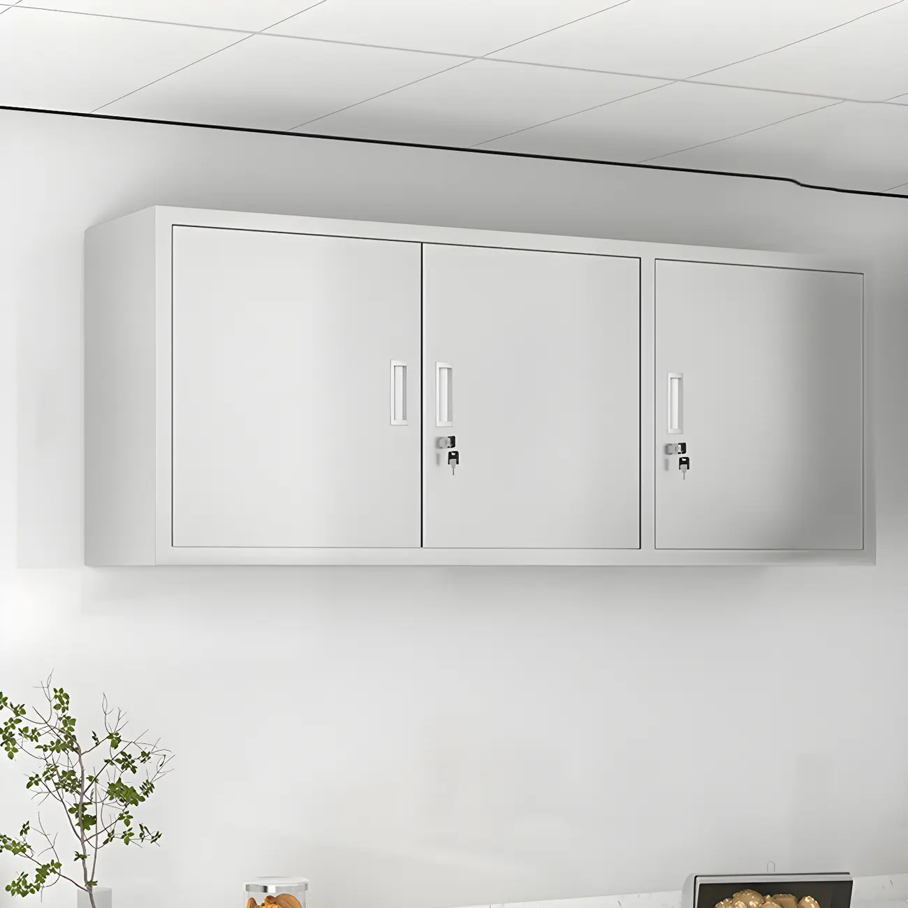 Elegant Stainless Steel Wall-Mounted Display Cabinet with Storage Image - 14 | homeyfad