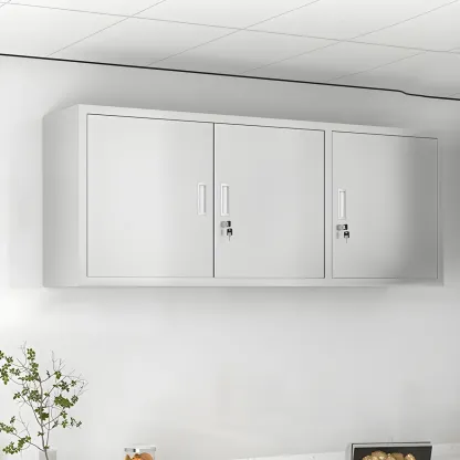 Elegant Stainless Steel Wall-Mounted Display Cabinet with Storage Image - 14