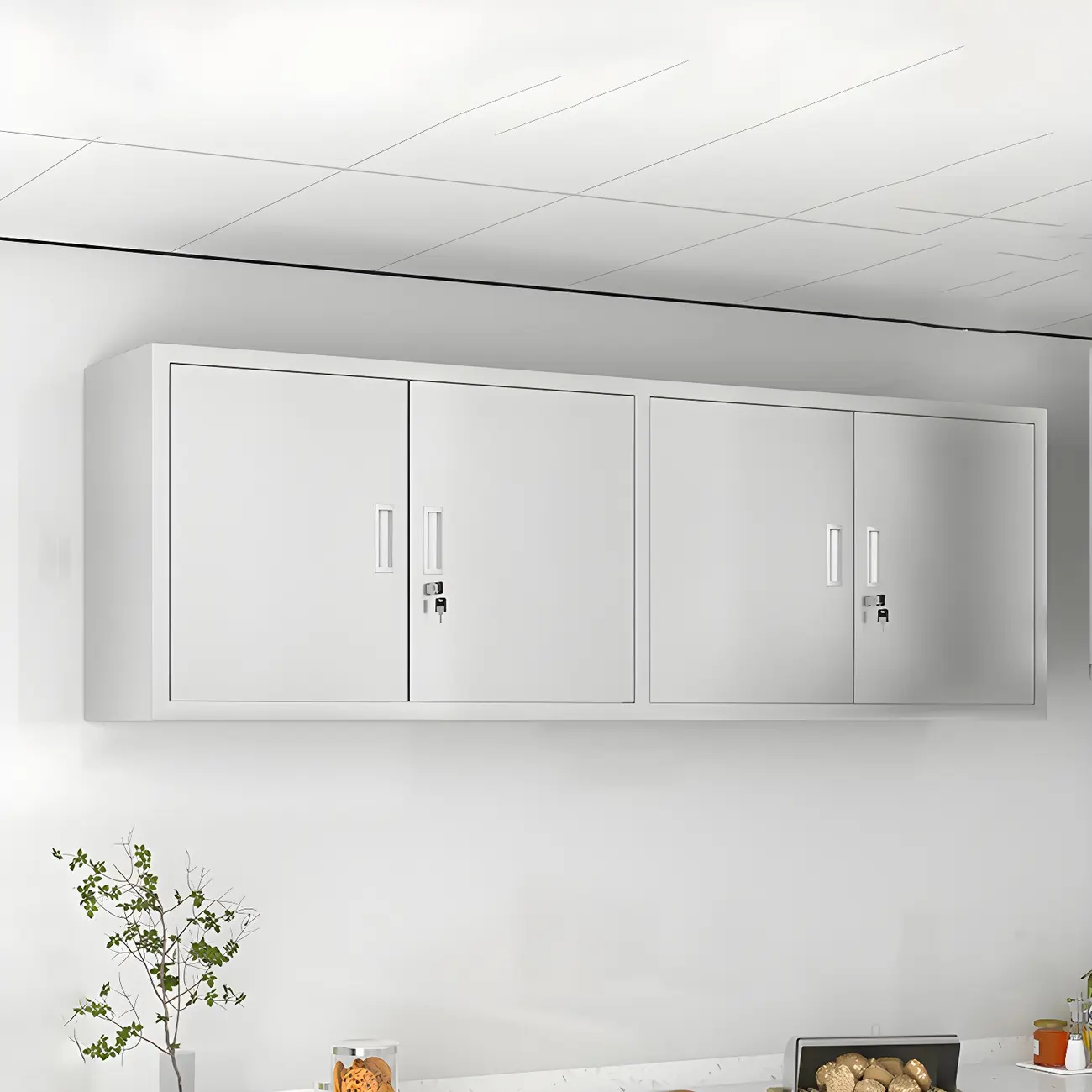 Elegant Stainless Steel Wall-Mounted Display Cabinet with Storage Image - 16 | homeyfad