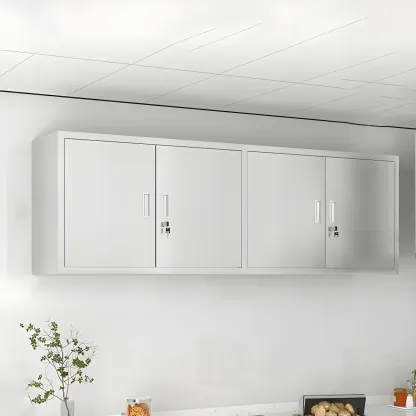 Elegant Stainless Steel Wall-Mounted Display Cabinet with Storage Image - 16