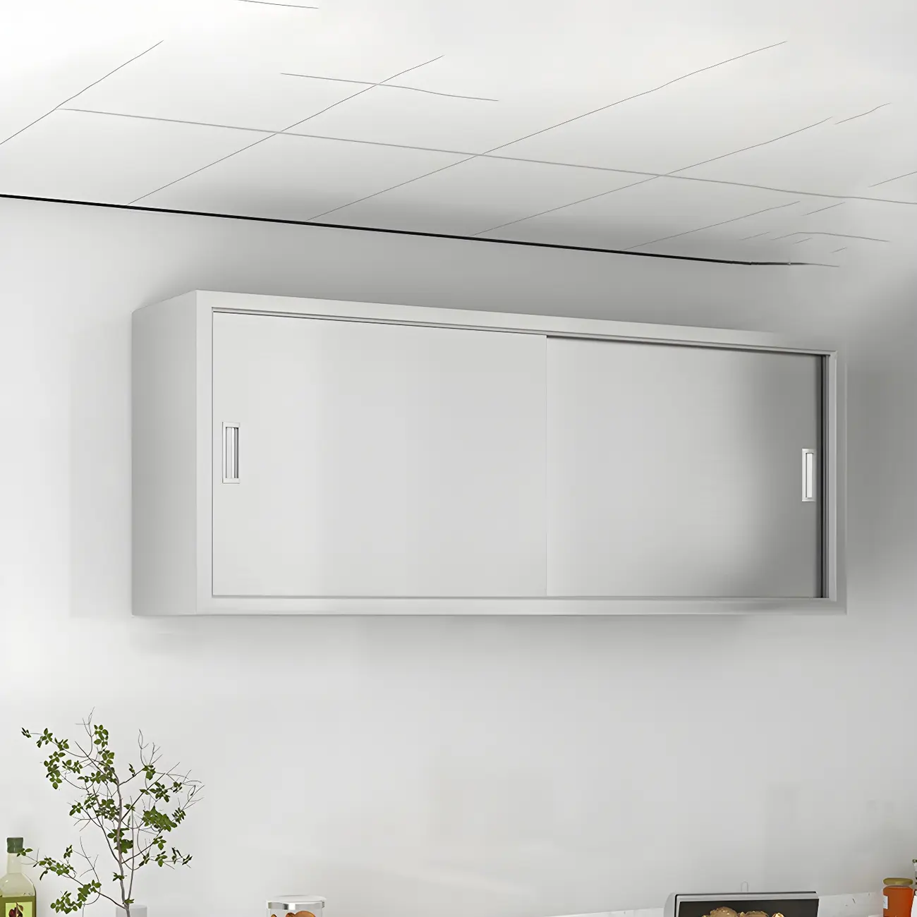 Elegant Stainless Steel Wall-Mounted Display Cabinet with Storage Image - 18 | homeyfad