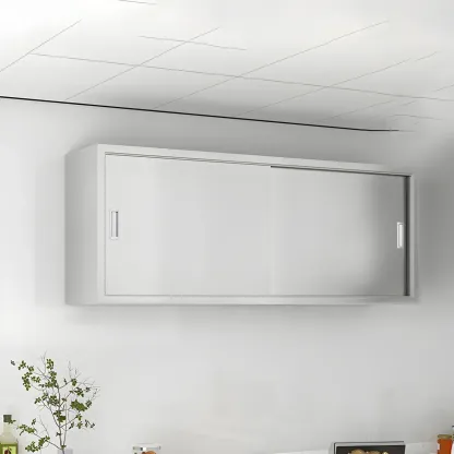 Elegant Stainless Steel Wall-Mounted Display Cabinet with Storage Image - 18