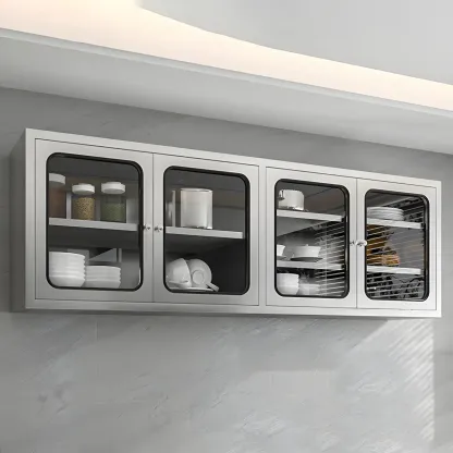 Adjustable Stainless Steel Wall-Mounted Display Cabinet Image - 1