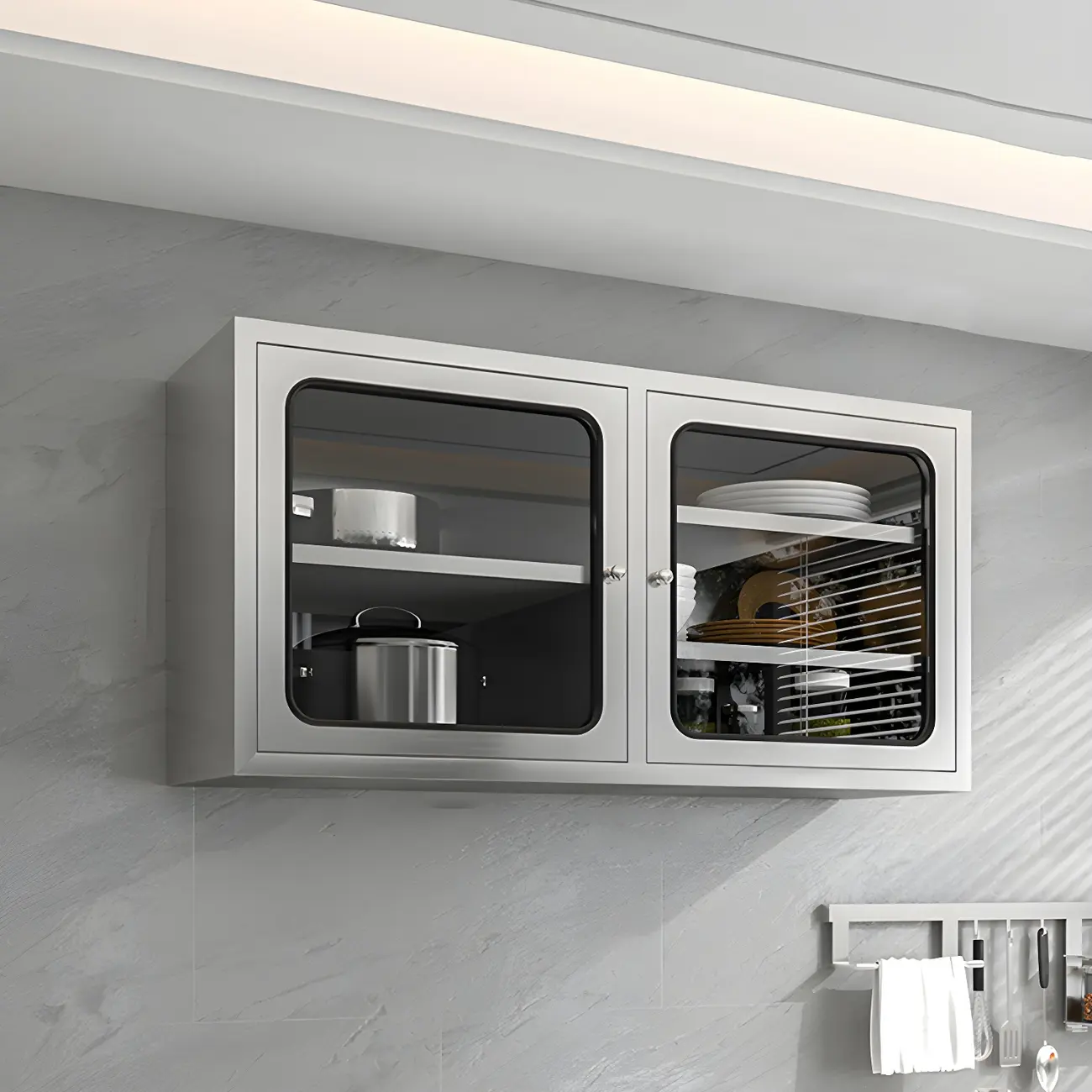 Adjustable Stainless Steel Wall-Mounted Display Cabinet Image - 2 | homeyfad