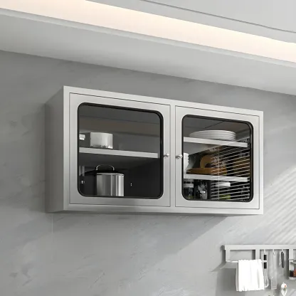 Adjustable Stainless Steel Wall-Mounted Display Cabinet Image - 2