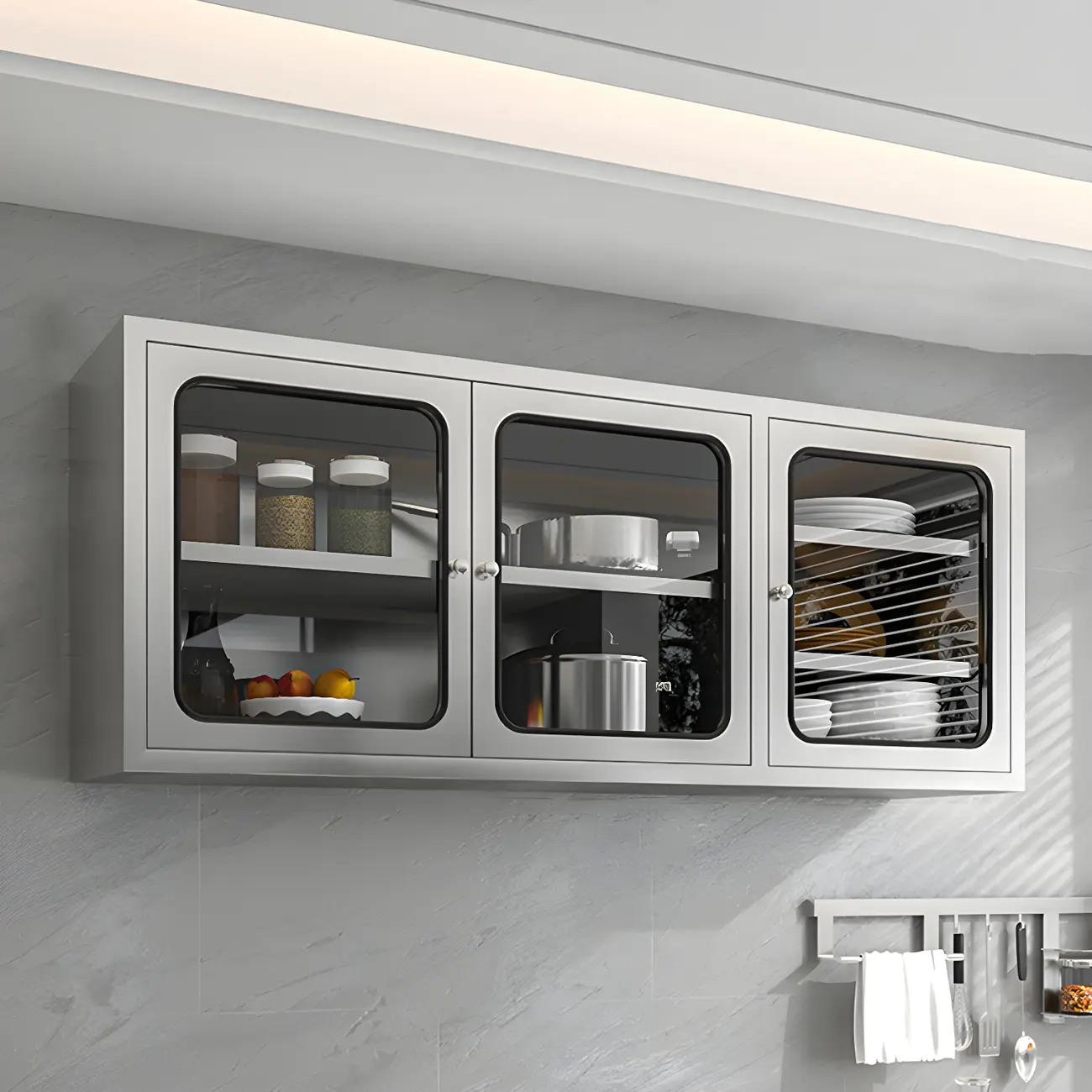 Adjustable Stainless Steel Wall-Mounted Display Cabinet Image - 3 | homeyfad