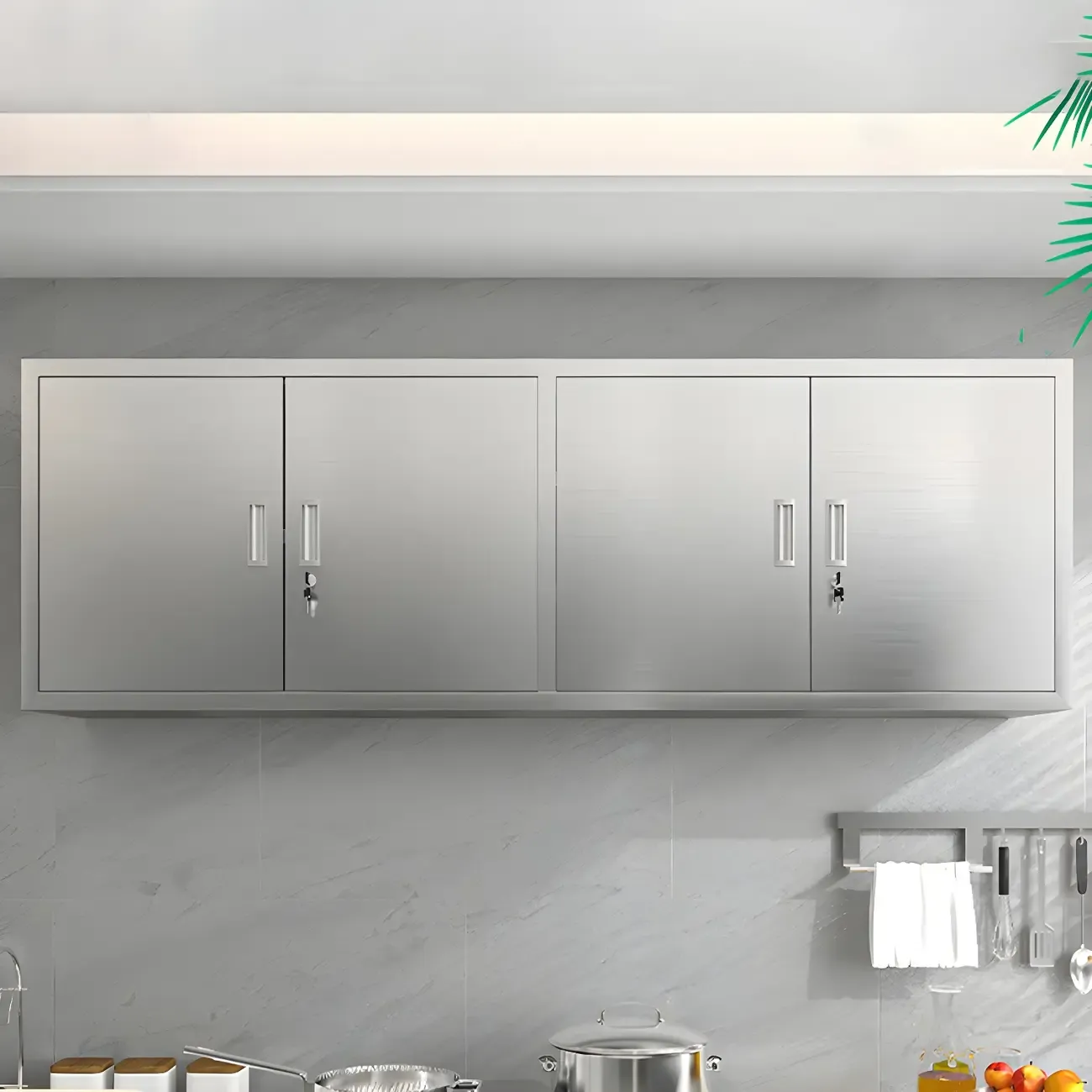 Adjustable Stainless Steel Wall-Mounted Display Cabinet Image - 4