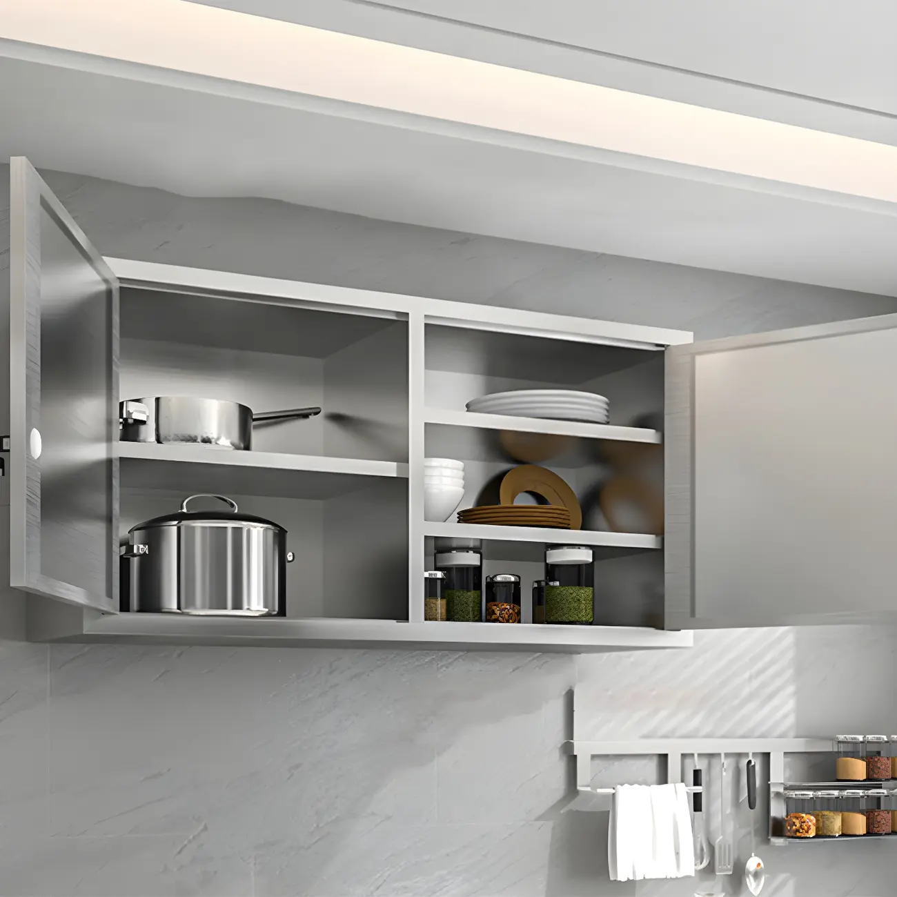 Adjustable Stainless Steel Wall-Mounted Display Cabinet Image - 5 | homeyfad