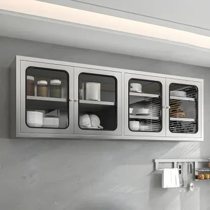 Adjustable Stainless Steel Wall-Mounted Display Cabinet Image - 6