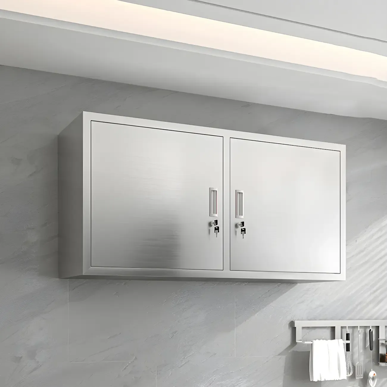 Adjustable Stainless Steel Wall-Mounted Display Cabinet Image - 7