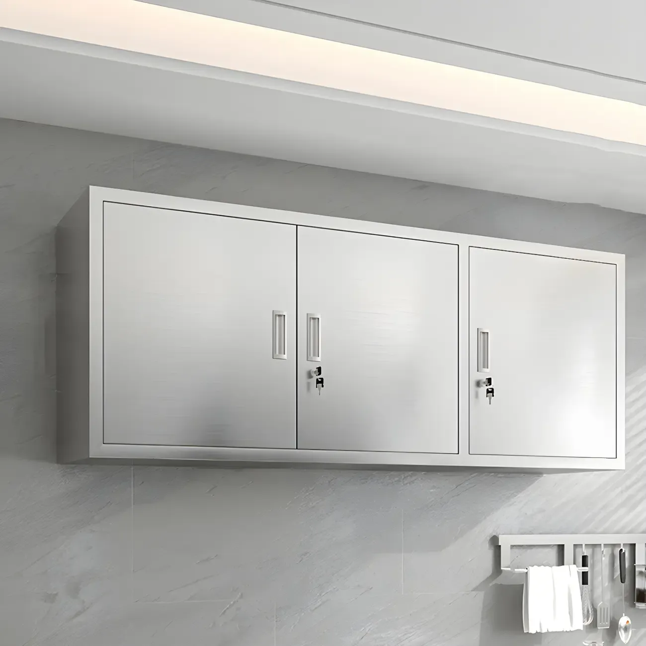 Adjustable Stainless Steel Wall-Mounted Display Cabinet Image - 9