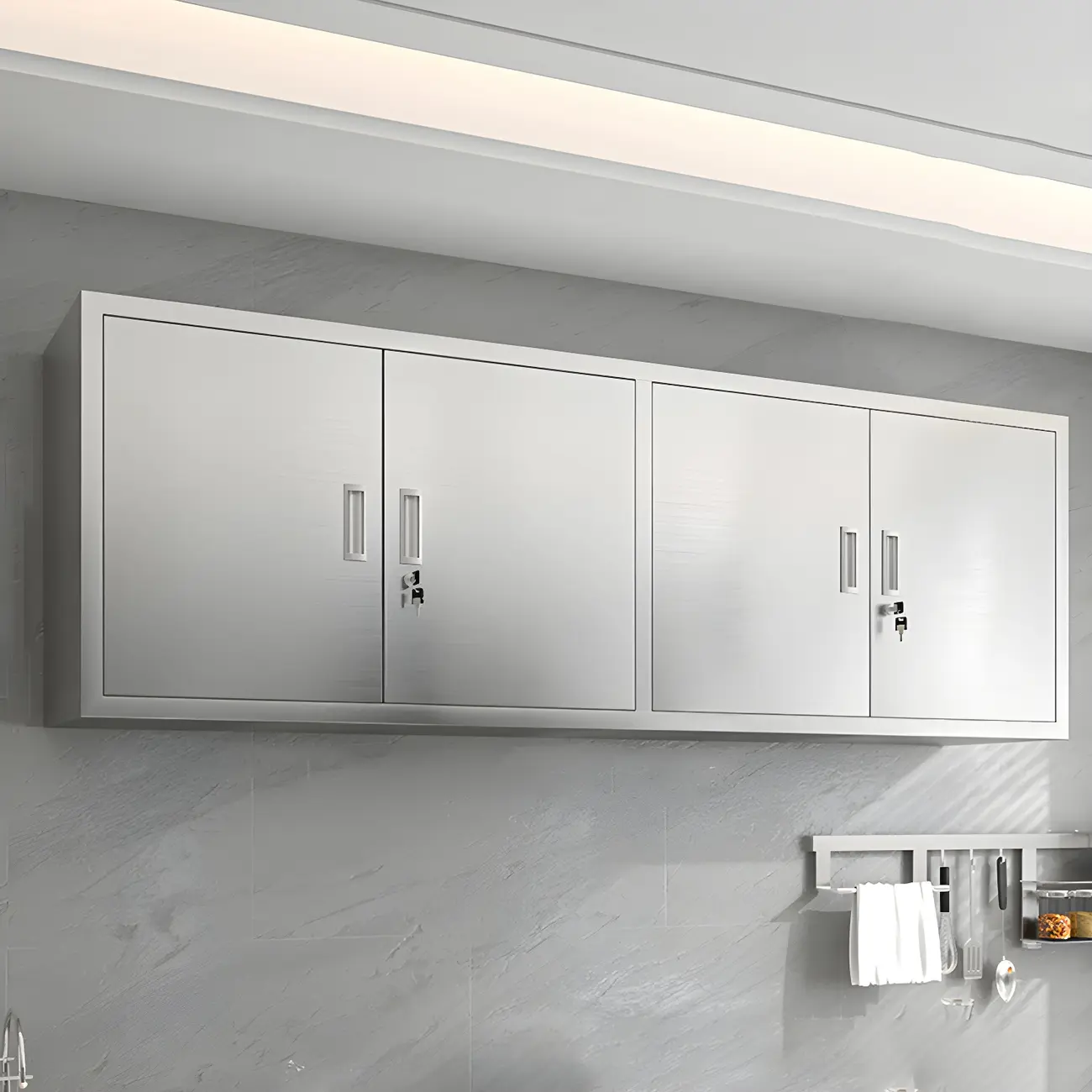 Adjustable Stainless Steel Wall-Mounted Display Cabinet Image - 11 | homeyfad