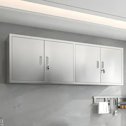 Adjustable Stainless Steel Wall-Mounted Display Cabinet Image - 11