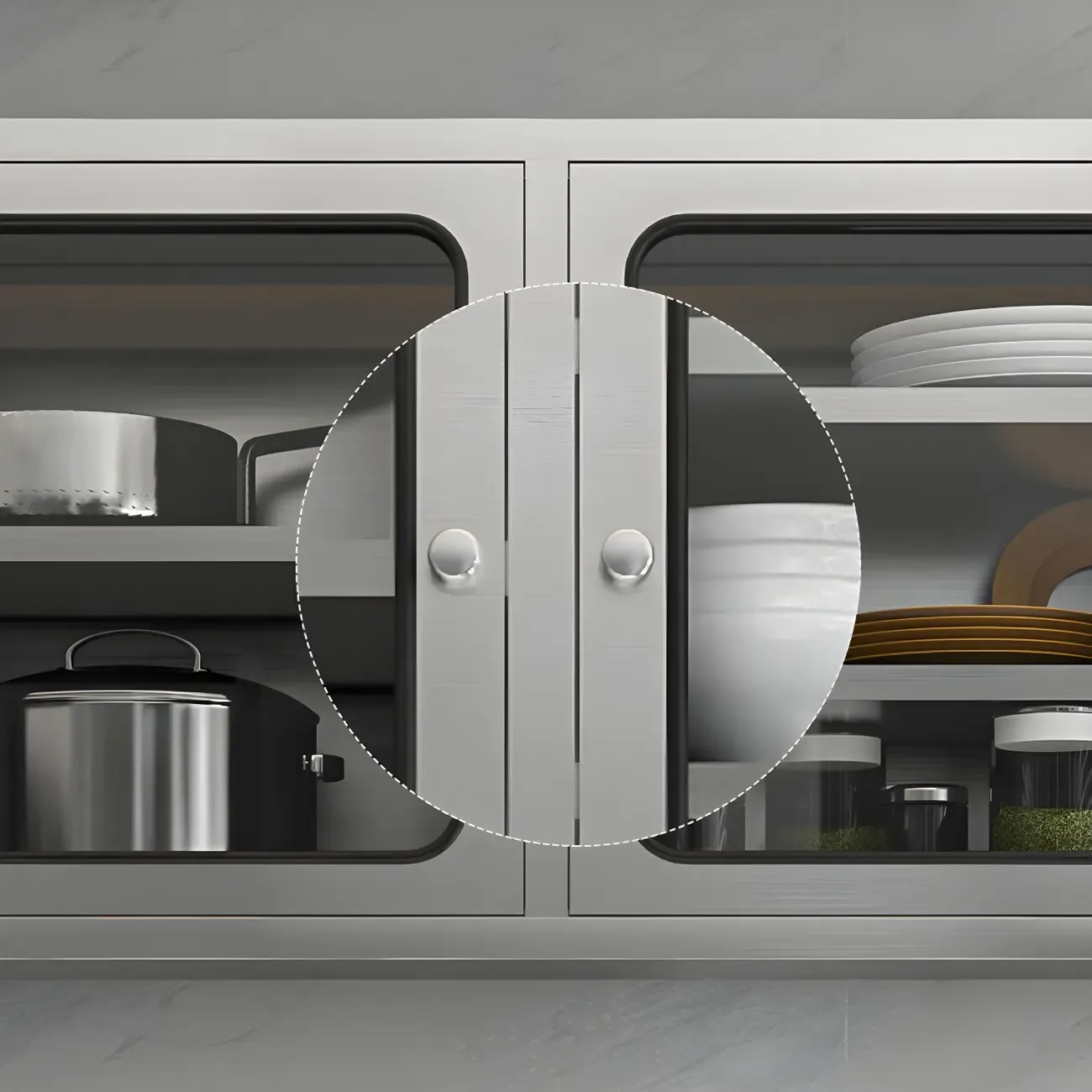 Adjustable Stainless Steel Wall-Mounted Display Cabinet Image - 12