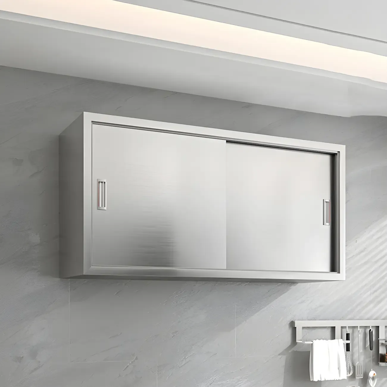 Adjustable Stainless Steel Wall-Mounted Display Cabinet Image - 13