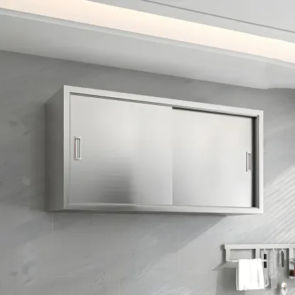 Adjustable Stainless Steel Wall-Mounted Display Cabinet Image - 13