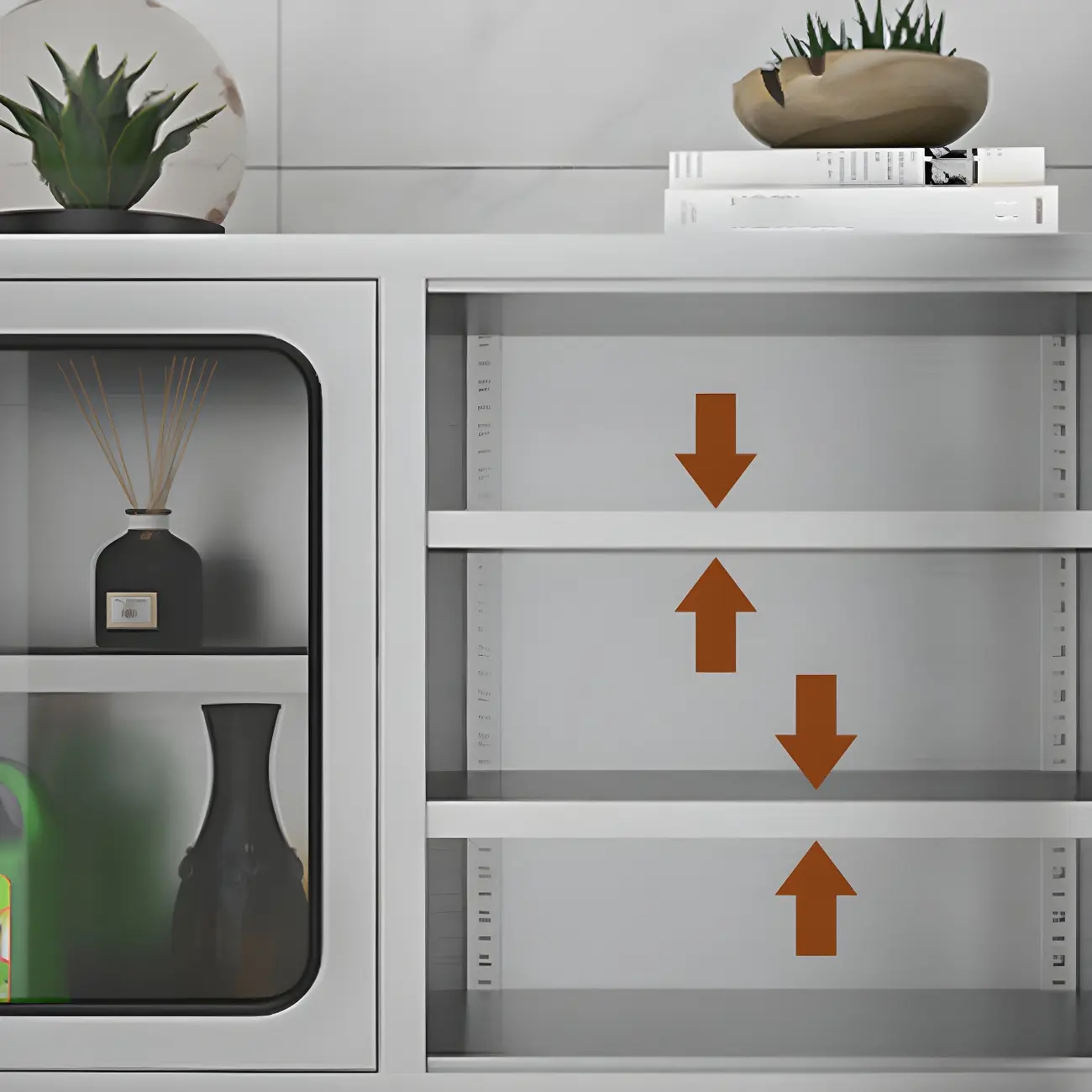 Adjustable Stainless Steel Wall-Mounted Display Cabinet Image - 14 | homeyfad