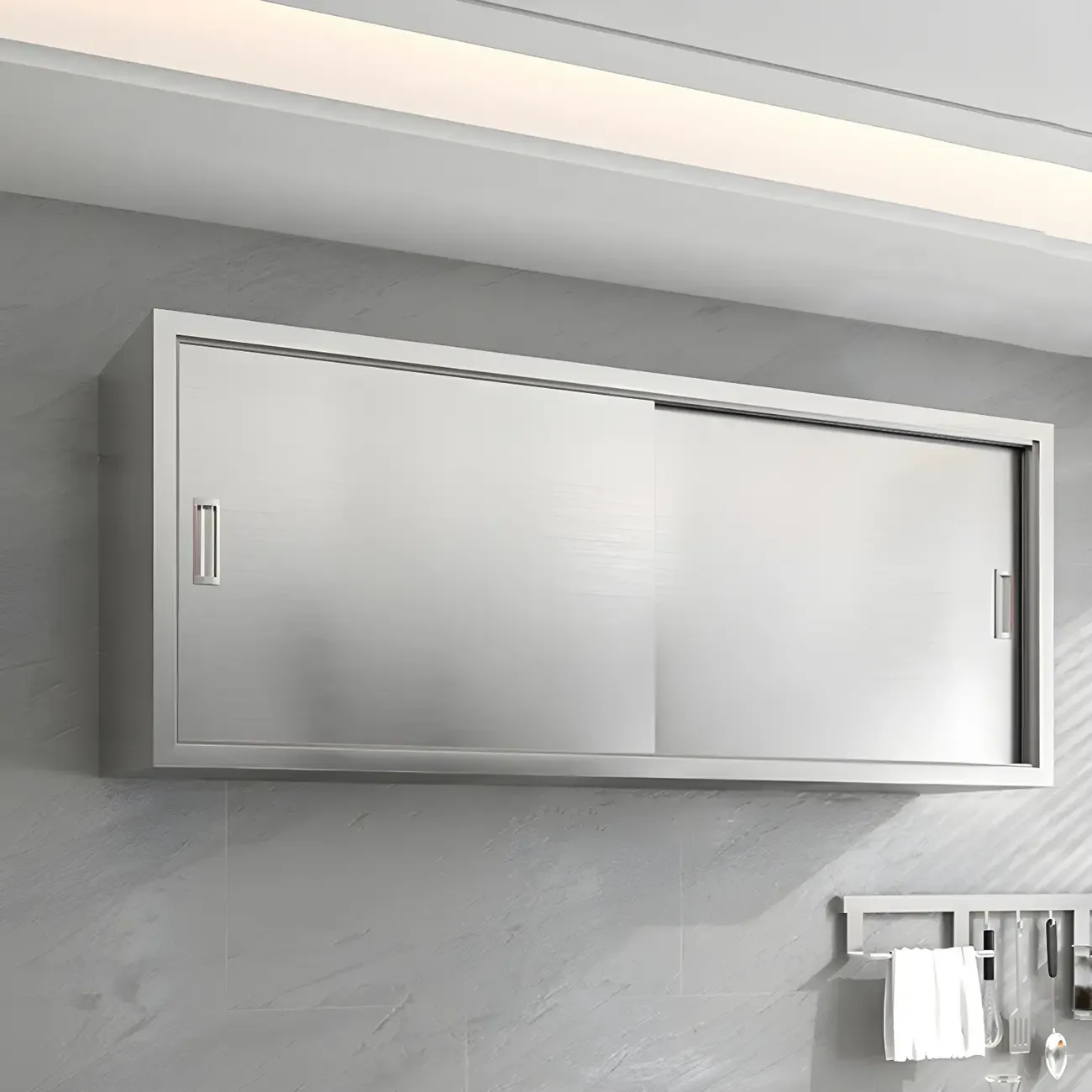 Adjustable Stainless Steel Wall-Mounted Display Cabinet Image - 15