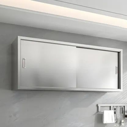 Adjustable Stainless Steel Wall-Mounted Display Cabinet Image - 15