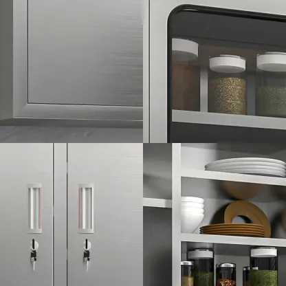 Adjustable Stainless Steel Wall-Mounted Display Cabinet Image - 16