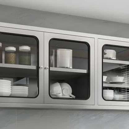 Adjustable Stainless Steel Wall-Mounted Display Cabinet Image - 17