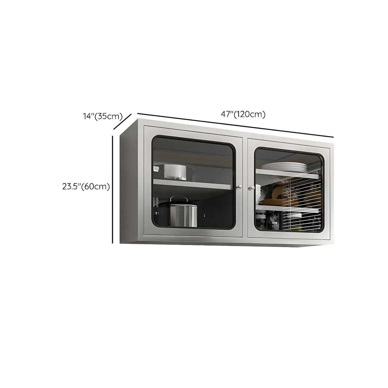 Adjustable Stainless Steel Wall-Mounted Display Cabinet #size | homeyfad