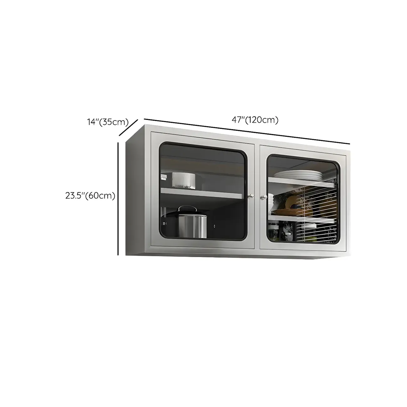 Adjustable Stainless Steel Wall-Mounted Display Cabinet #size