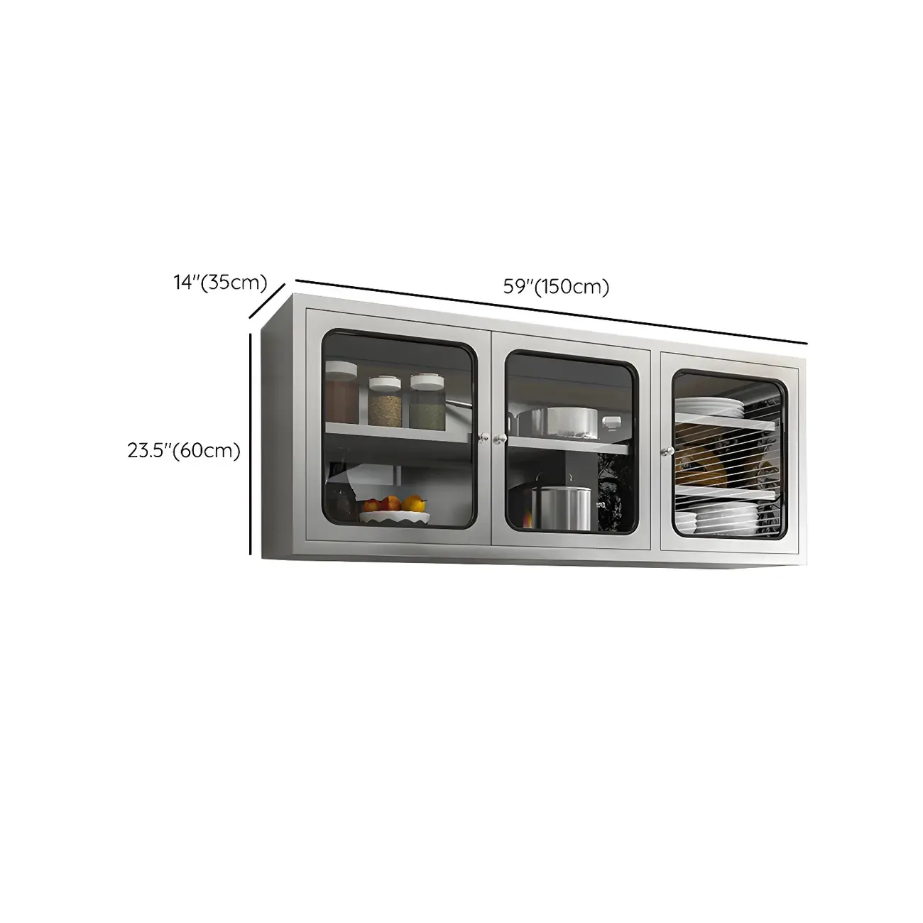 Adjustable Stainless Steel Wall-Mounted Display Cabinet Image - 22