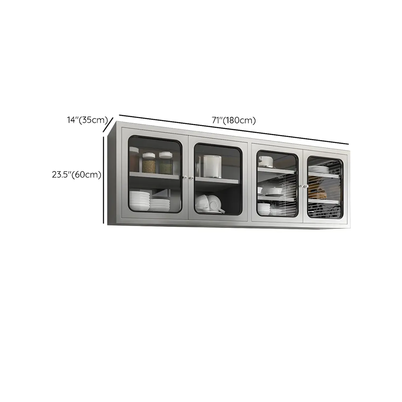 Adjustable Stainless Steel Wall-Mounted Display Cabinet Image - 25