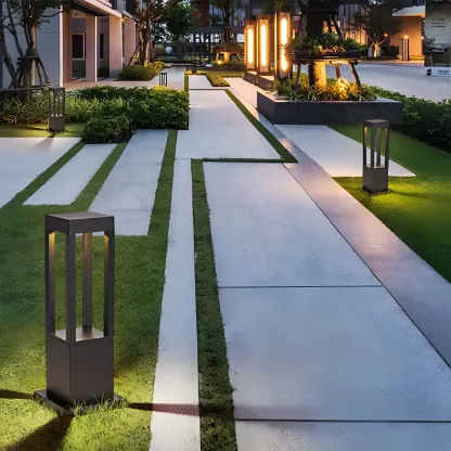 Wired Geometric Simple Metal Post Cap Light Image - 9