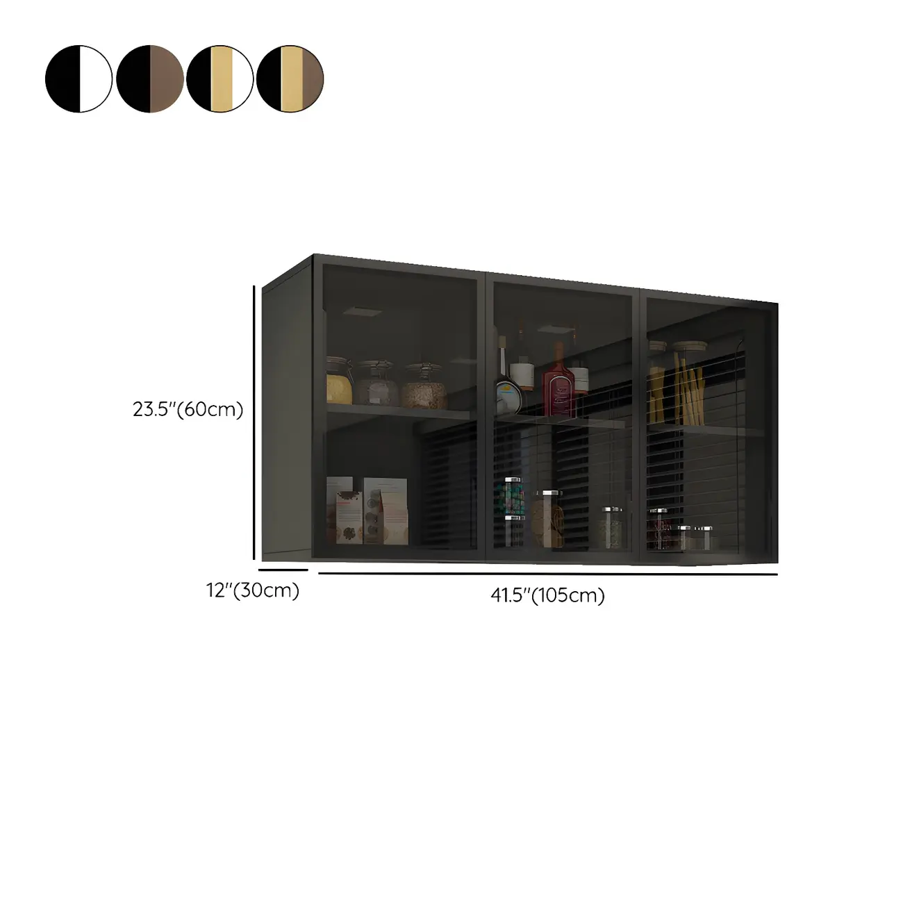 Black Wood Floating Mount Glass Dooor Kitchen China Cabinet Image - 28 | homeyfad