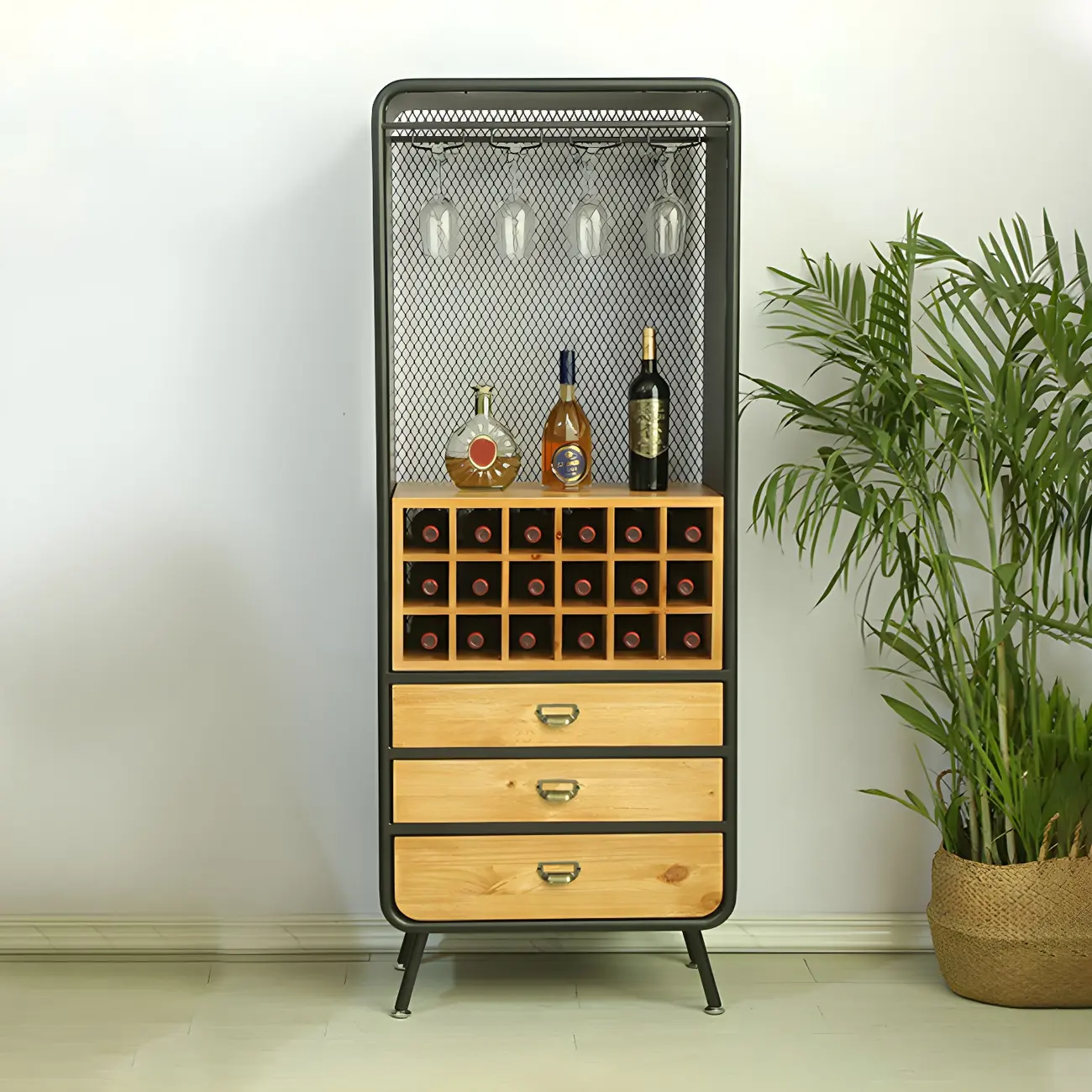 Industrial Light Wood Wine Rack for 13-24 Bottles Image - 3 | homeyfad