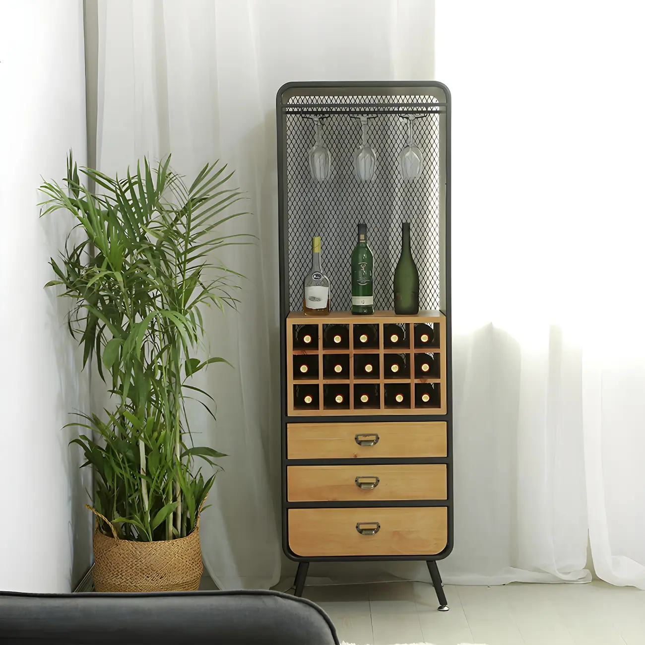 Industrial Light Wood Wine Rack for 13-24 Bottles Image - 4 | homeyfad