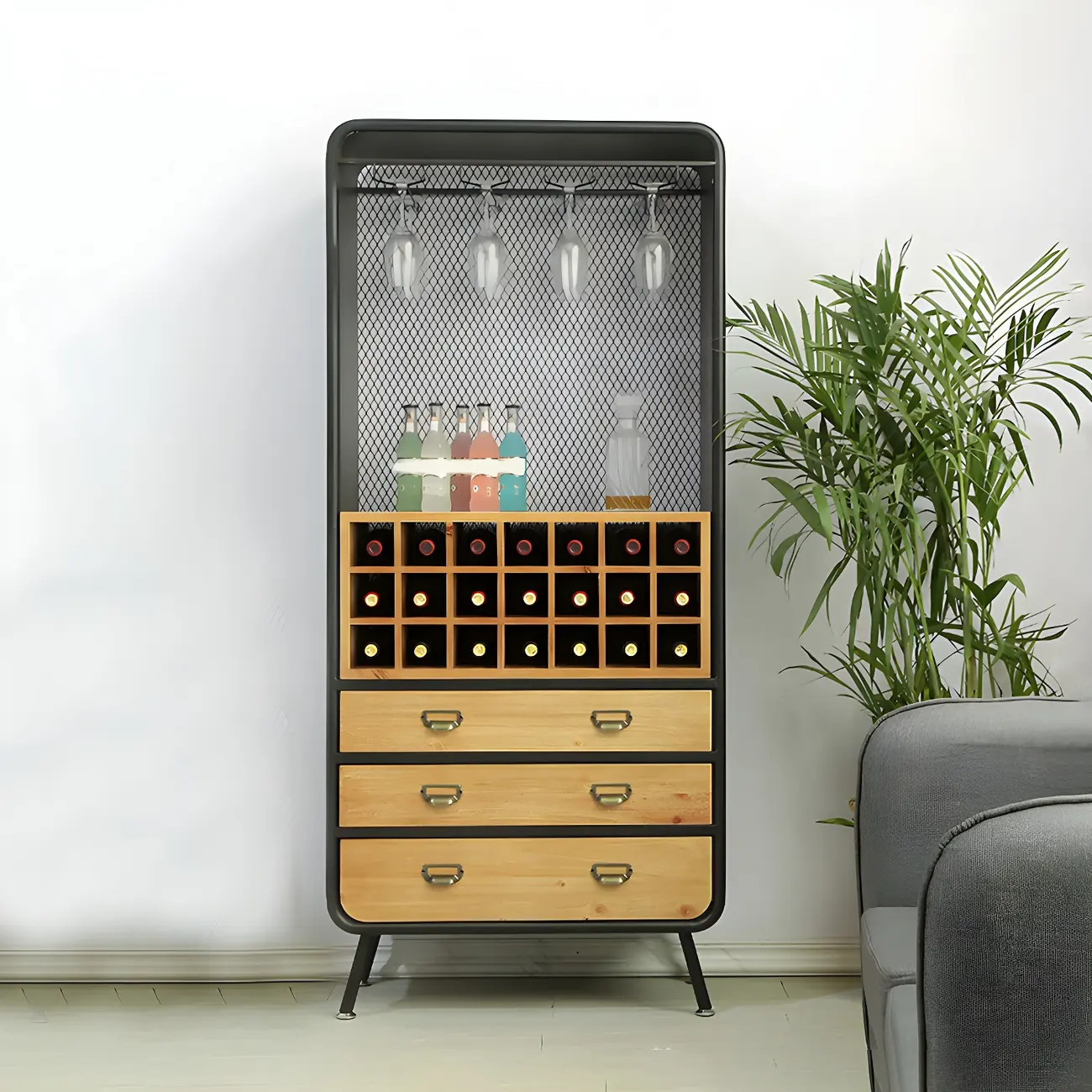 Industrial Light Wood Wine Rack for 13-24 Bottles Image - 5 | homeyfad