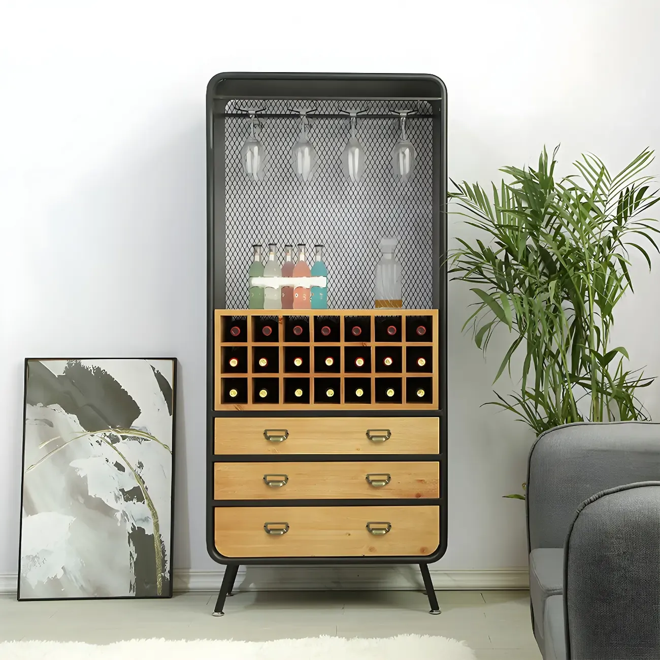 Industrial Light Wood Wine Rack for 13-24 Bottles Image - 7